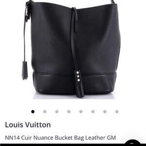 Louis Vuitton Black Leather Bucket Hobo Bag